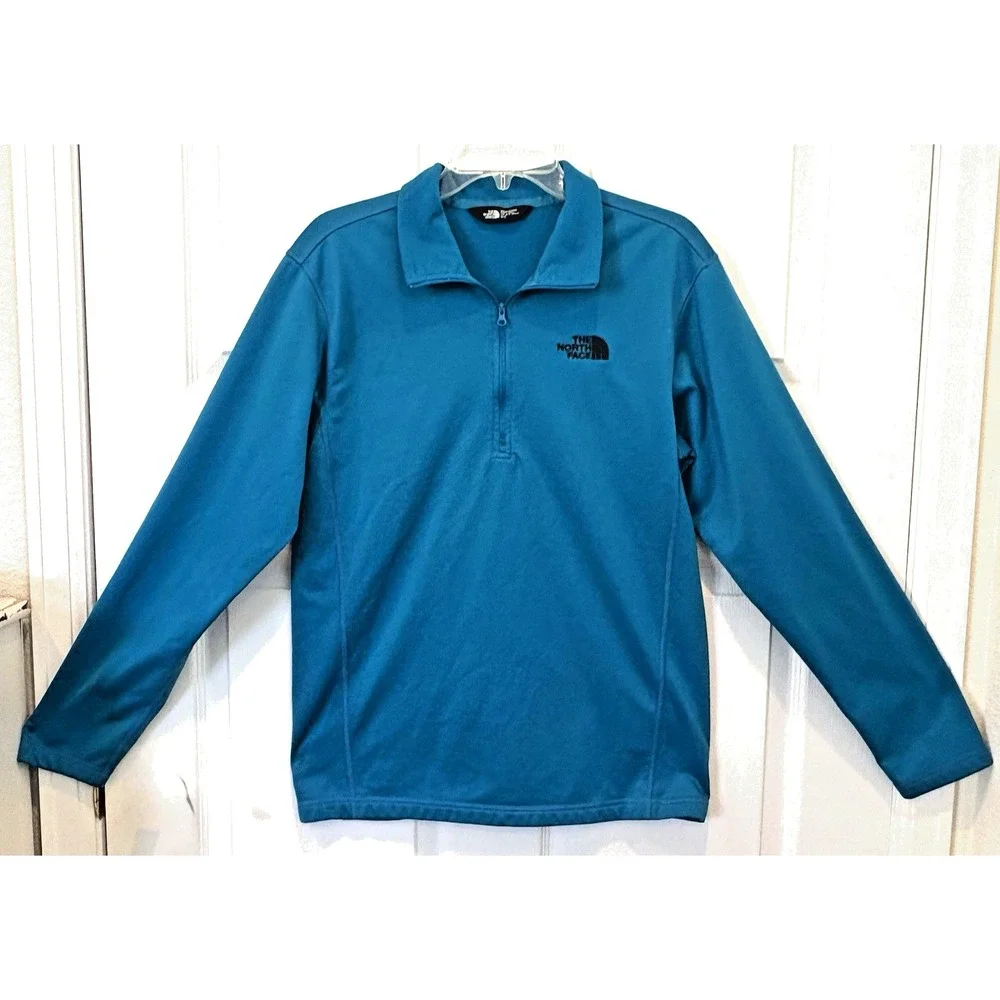 The North Face Pullover Men Medium Aqua 1/4 Zip Long Sleeve Outdoor Hiking Layer